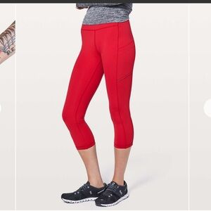 Lululemon Athletica Speed Up Crop *21" Flamenco Red Leggings Size 4